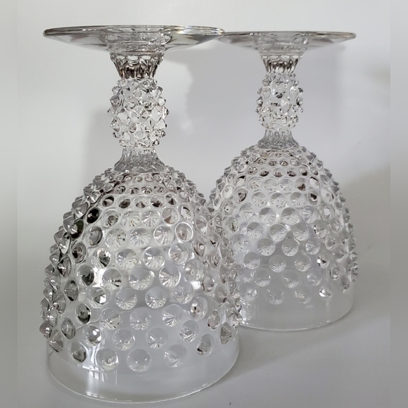 Vntg (2) 10oz Hobnail Clear Delightful Goblets by Duncan & Miller Glass - Picture 10 of 13